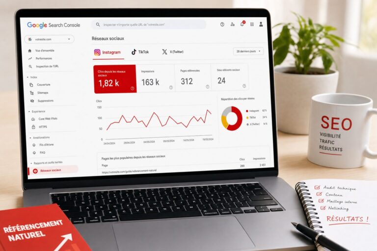 Google Search Console rapports réseaux sociaux Instagram TikTok X performance SEO social media