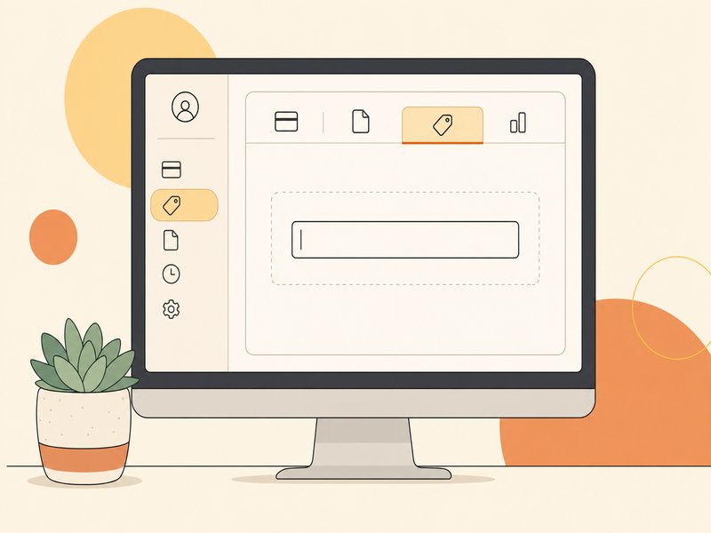 Illustration d'un écran de facturation Google Ads avec l'onglet Promotions surligné et un champ de saisie de code promo vide, prêt à recevoir le code promotionnel d'une offre Google Ads.