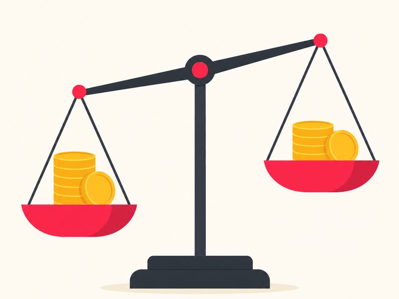 Balance de prix comparant des pièces entre trois solutions e-commerce sur un fond clair, illustration du coût réel de WooCommerce, Shopify et PrestaShop