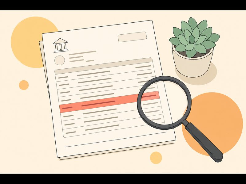 Illustration d'un relevé bancaire avec une ligne IBAN surlignée en rouge et une loupe par-dessus, symbole d'une fuite de données bancaires à vérifier soi-même
