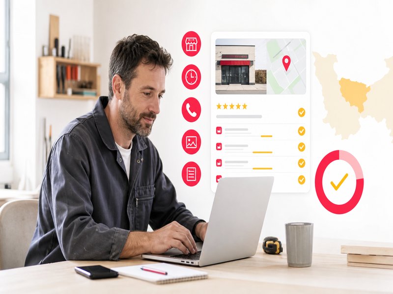 Illustration de l'article « Référencement Google pour artisans en Normandie : le guide complet » : 1. Remplissez votre fiche Google à 100 %