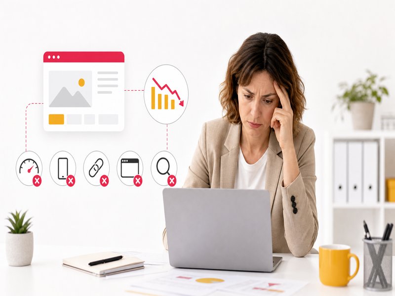 Illustration de l'article « Refonte de site internet : pourquoi et comment » : Les 5 erreurs qui tuent votre trafic