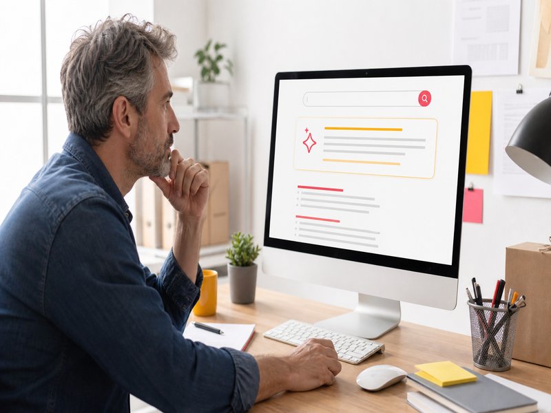 Illustration de l'article « SEO et IA générative : adapter sa stratégie aux AI Overviews » : Pourquoi les AI Overviews changent la donne pour les PME
