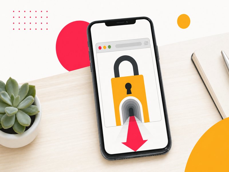 Illustration dun smartphone pose sur un bureau en bois montrant un cadenas de securite, symbole du choix dun VPN gratuit fiable pour chiffrer sa connexion sur un reseau public